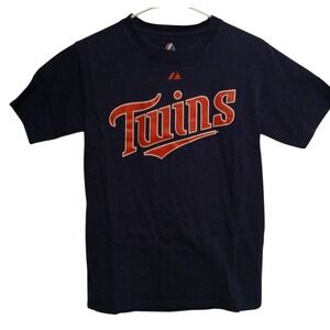Majestic‎ Minnesota Twins Mauer #7 Baseball T-Shirt Navy MLB Size Small #240C